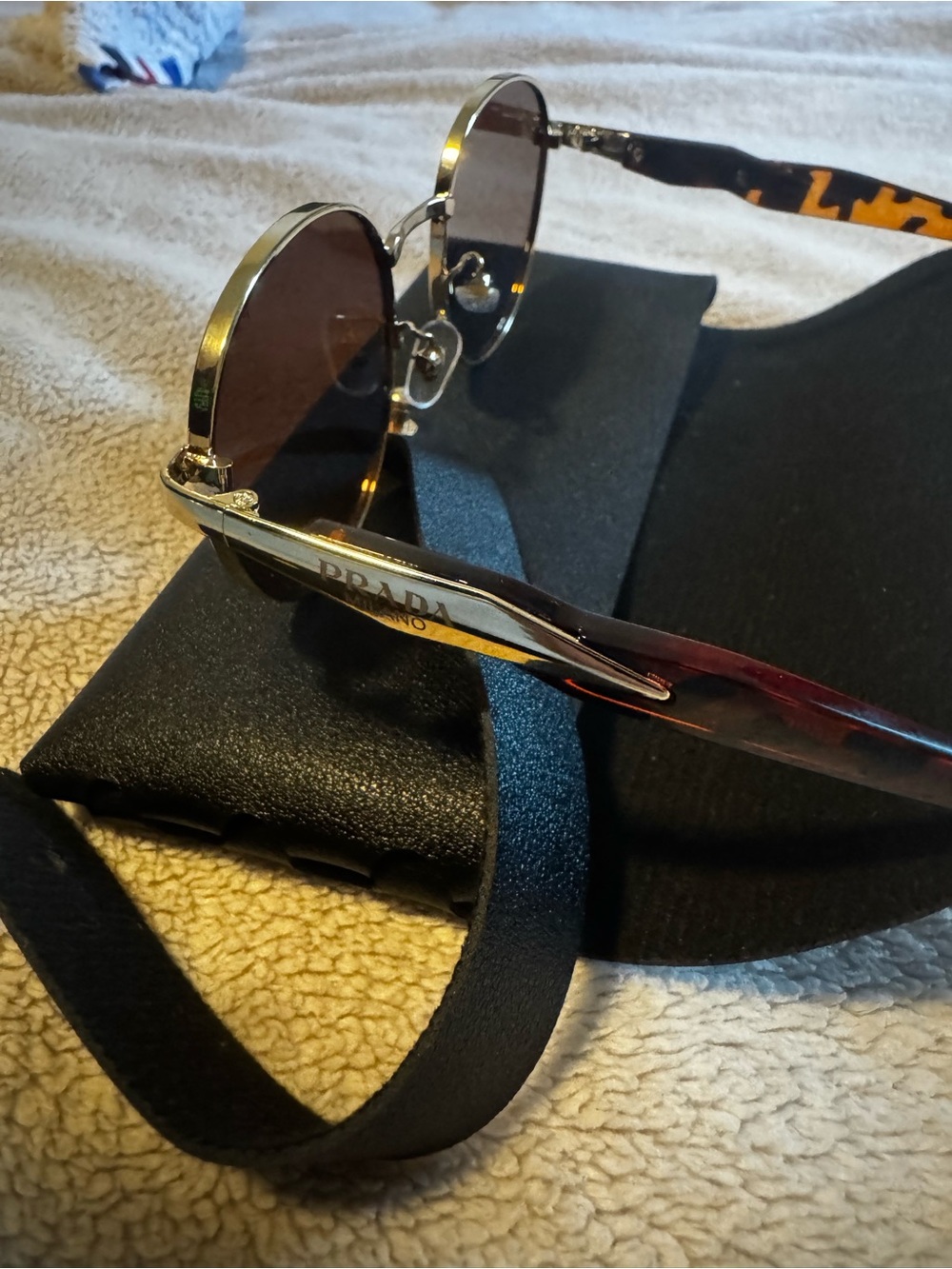 Prada Round Sunglasses in Tortoiseshell and Black - Picture 3 of 6